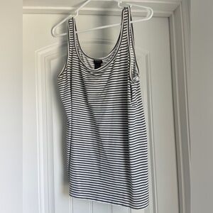 Ann Taylor Striped Tank in grey/white - L